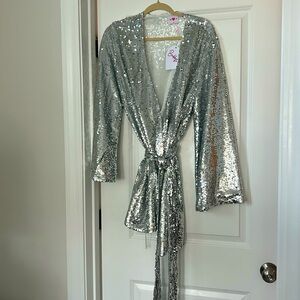 Buddy Love sparkle wrap mini dress, NWT